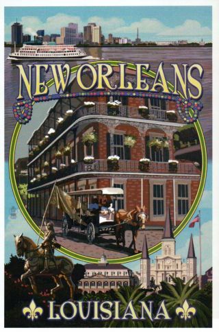 Orleans Louisiana Montage,  French Quarter,  Jackson Sq Etc.  - Modern Postcard