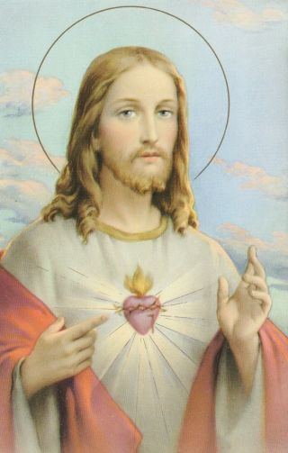 , A Holy Card - " The Sacred Heart Of Jesus " (hc - 7)