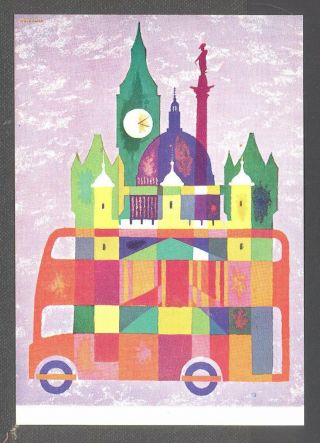 Postcard London Transport Poster 1960 Bus Sightseeing By Victor Galbraith