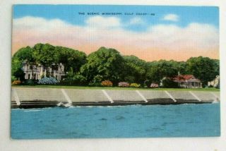 1930s Linen Postcard Of Scenic Mississippi Gulf Coast Before The Wide Sandy Be