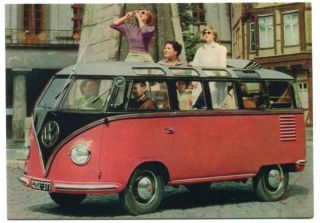1951 Volkswagen Vw Bus T1 Samba Classic Automobile Car Postcard