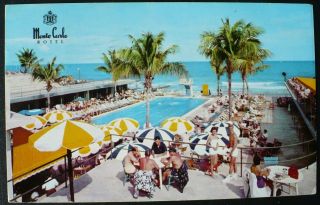 1950s Monte Carlo Resort Hotel,  65th St.  Miami Beach Florida Pool & Cabana Club