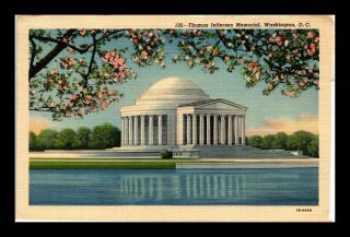 Dr Jim Stamps Us Thomas Jefferson Memorial Washington Dc Linen Postcard