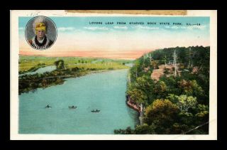 Us Postcard Aerial View Lovers Leap From Starved Rock State Park Illinois
