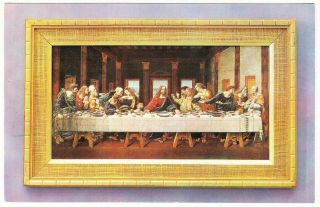 Advertising Card For The Last Supper Framed Painting On Metal 1950s - 1960s