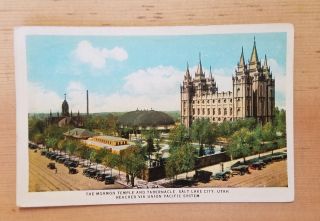 Union Pacific Promo Postcard,  Mormon Temple & Tabernacle,  Salt Lake City,  Utah