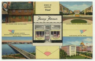 Boston Ma Fanny Farmer Candy Shop Linen Postcard - Massachusetts