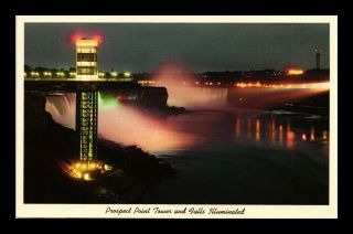 Dr Jim Stamps Us Night View Prospect Point Tower Niagara Falls Postcard
