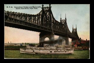 Dr Jim Stamps Us Queensboro Bridge Blackwells Island York Postcard