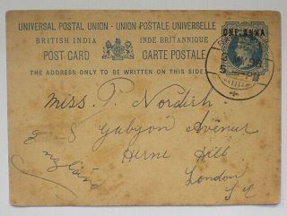 A Pre Stamped Postcard India To London 1898