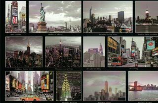 Statue Of Liberty,  Brooklyn Bridge,  Times Square Etc York City Ny - Postcard