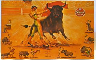 1950s Ad Postcard Pearl Lager Beer - The Last Fight Of Manolete,  Bullfighter