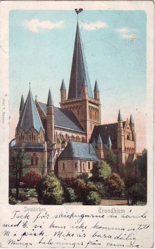 Norway Norge Trondhjem Trondheim - Domkirken 1907 Postcard