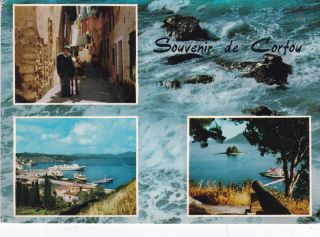 Various Views Corfu Greece Postcard Vgc
