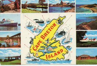 Cape Breton Island,  Nova Scotia,  Canada,  Map/photos,  1973,  Large Postcard 4 " X 6 "