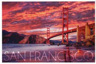 San Francisco California,  Golden Gate Bridge,  Sunset,  Ca Bay - - Modern Postcard