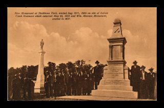 Dr Jim Stamps Us Shabbona Park Monument Indian Creek Massacre Illinois Postcard