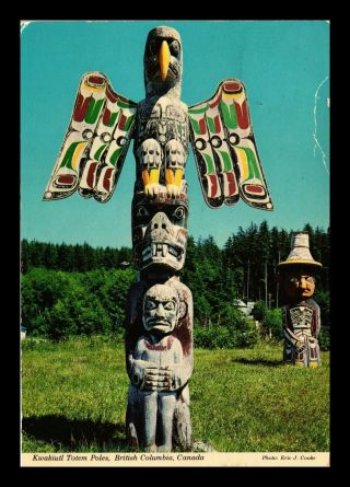 Dr Jim Stamps Totem Poles View British Columbia Canada Continental Size Postcard