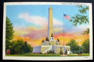 1934 Abraham Lincoln’s Tomb And Obelisk,  Springfield,  Illinois