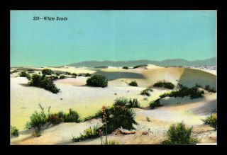 Us Linen Postcard Great White Sand Dunes & Shrubs Scenic Mexico Landscape