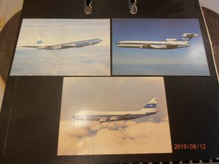 3 Airline Issue Postcard Kuwait Airways Boeing 727 - 747 - 707