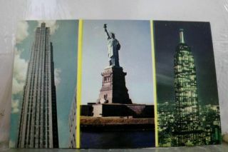 York Ny Nyc Rca Building Statue Of Liberty Postcard Old Vintage Card View Pc