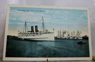 Boat Ship Harvard Steamship Harbor Postcard Old Vintage Card View Standard Post