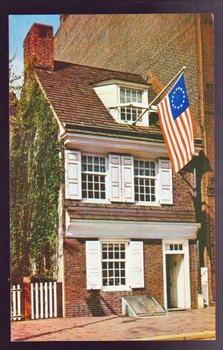 Philadelphia Pennsylvania Pa 1966 Betsy Ross House Old Glory Postcard