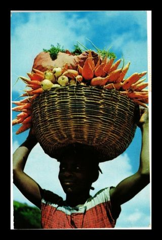 Dr Jim Stamps Young Vegetable Vendor Haiti Chrome Topical View Postcard