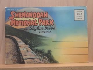 Linen Era Post Card Souvenir Booklet,  Shenandoah National Park & Skyline Drive