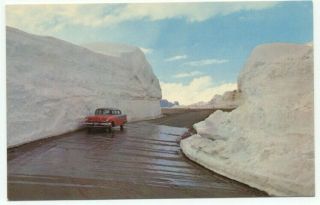 Beartooth Hi - Way Car Going Through Snow Banks Vintage Postcard