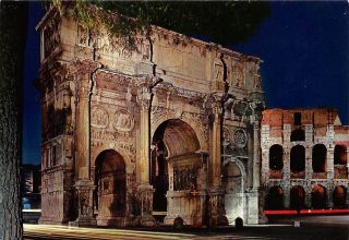 Italy Roma Arco Di Costantino Arch Of Costantino Night View Coliseum Colisee