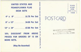 Advertising Postcard for U.  S.  and Pennsylvania Flag Desk Set for Office c.  1970s 2