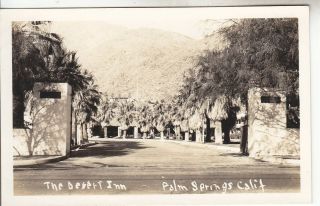 Palm Springs Ca Desert Inn Resort Riverside Co 40’s Roadside Real Photo Postcard