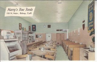 Bishop Ca Hwy 395 Cafe Interior Inyo Co Linen Roadside Advertising Postcard