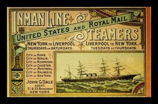 Dr Jim Stamps Us Ship Inman Line City Of Rome Topical Transportation Postcard