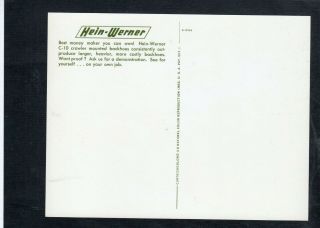 H394 postcard 5.  5x6.  5 Advertising Hein Werner low cost hydrolic backhoe 2