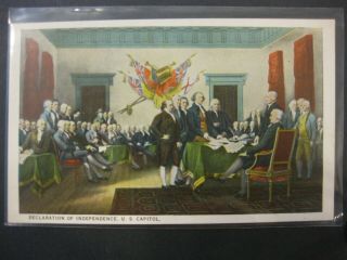 Declaration Of Independence Revolutionary War Antique Postcard Colonial Ln
