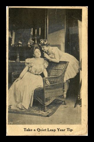 Dr Jim Stamps Us Two Women Take A Quiet Leap Year Tip Topical Postcard