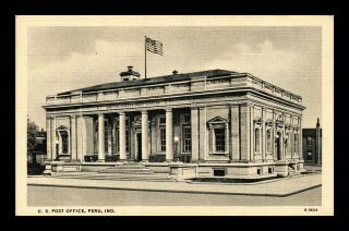Dr Jim Stamps Us Post Office Peru Indiana Exterior View Linen Postcard