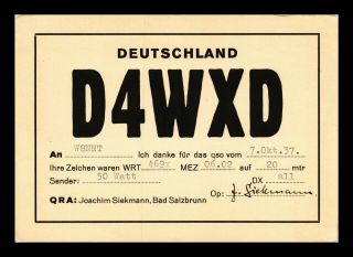 Dr Jim Stamps D4wxd Radio Germany Continental Size Qsl Card