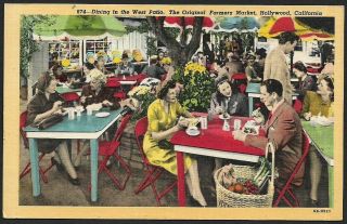 Usa Dining In The West Patio Vintage Color Postcard