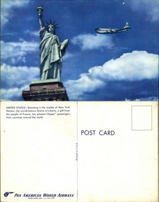 Statue Of Liberty Pan American Airlines Airplane Advertising York Ny 1950s