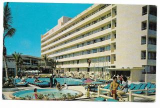 Vintage Florida Chrome Postcard Miami Beach Singapore Resort Motel Pool Hotel