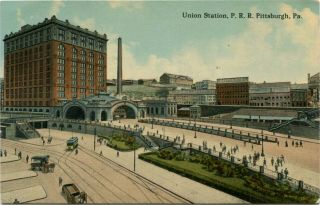 (746) Pennsylvania Railroad Train Union Station Pittsburgh 1910s Postcard