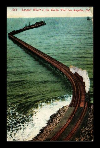 Dr Jim Stamps Us Longest Wharf In World Port Los Angeles California Postcard