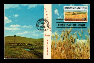Us Postcard Kansas Hard Winter Wheat Rural America Fdc Maxi Card 2 Views