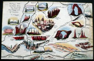 1941 L.  H.  “dude” Larsen Map,  S.  Utah And N.  Arizona,  Playground Of America