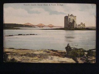 Vintage Rosyth Castle Naval Base & Forth Railway Bridge Fife Postcard