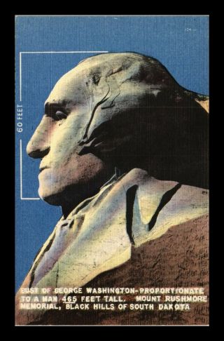 Dr Jim Stamps Us Bust President Washington Mt Rushmore South Dakota Postcard